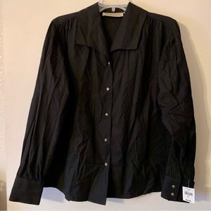 NWT Wah Maker Black Textured Victorian Blouse Puff Sleeve Renaissance ~ Size M